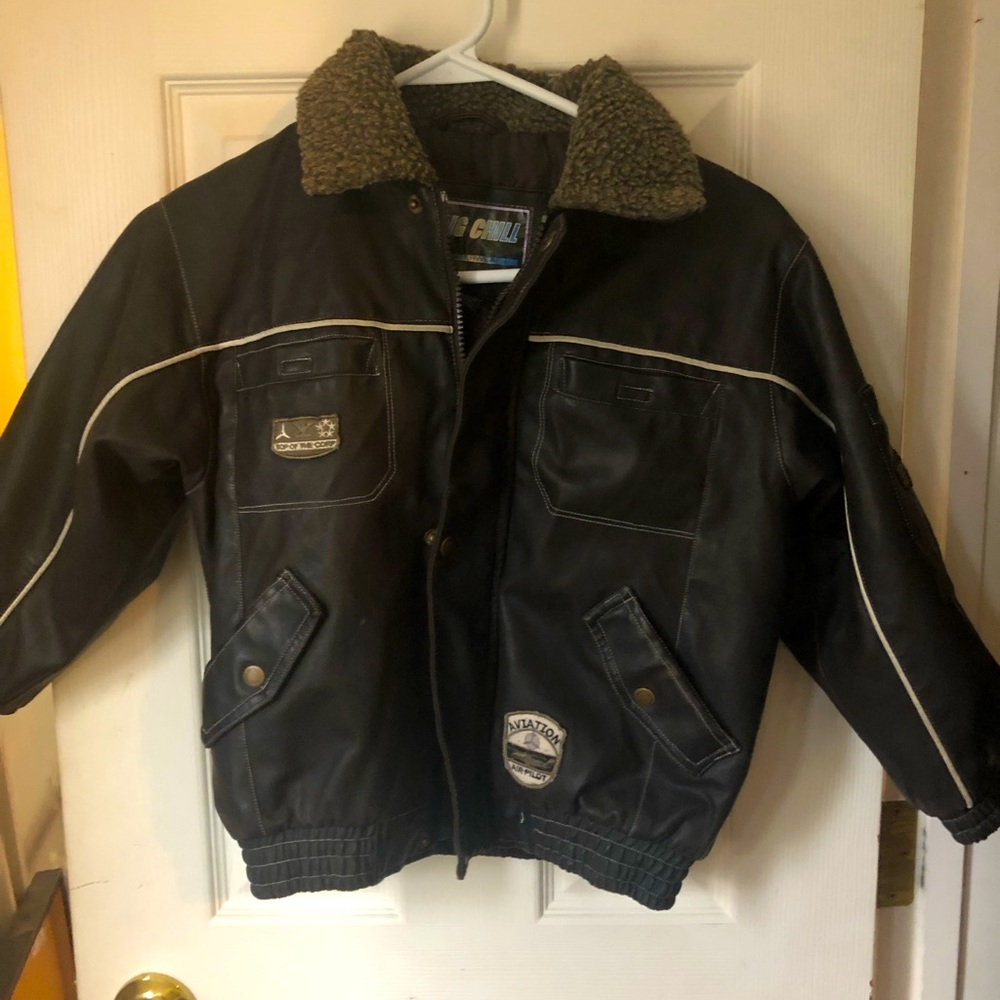 Leather winter bomber jacket size 7